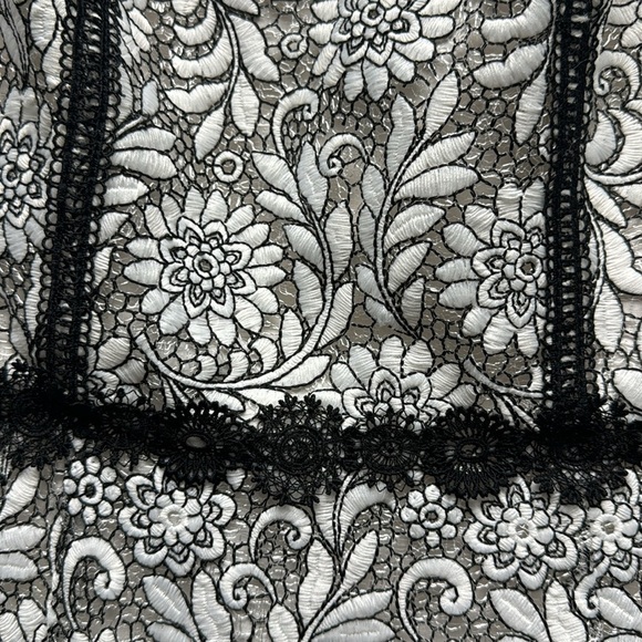 MONIQUE LHUILLIER Short Sleeve Embroidered Lace Mini Dress - Picture 7 of 15